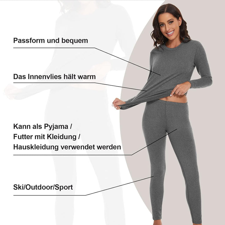 SIHOHAN Damen Thermounterwäsche Set, Warme Unterwäsche gefütterte Long Johns für Damen, Winter Therm