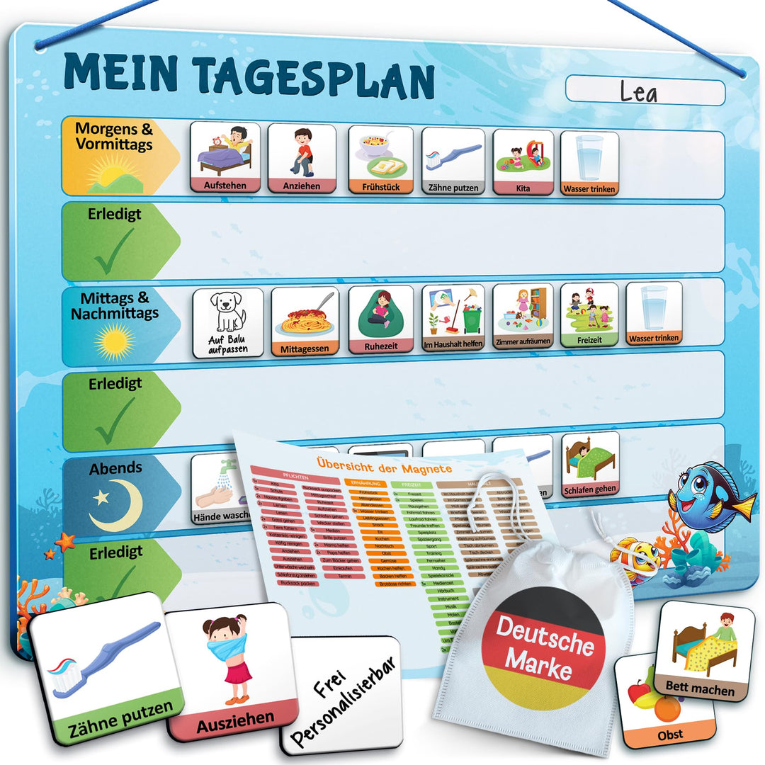 LIKARTO Routine Planer Kinder – [DAS ORIGINAL] – Montessori Aufgabenplaner & Magnettafel – individue