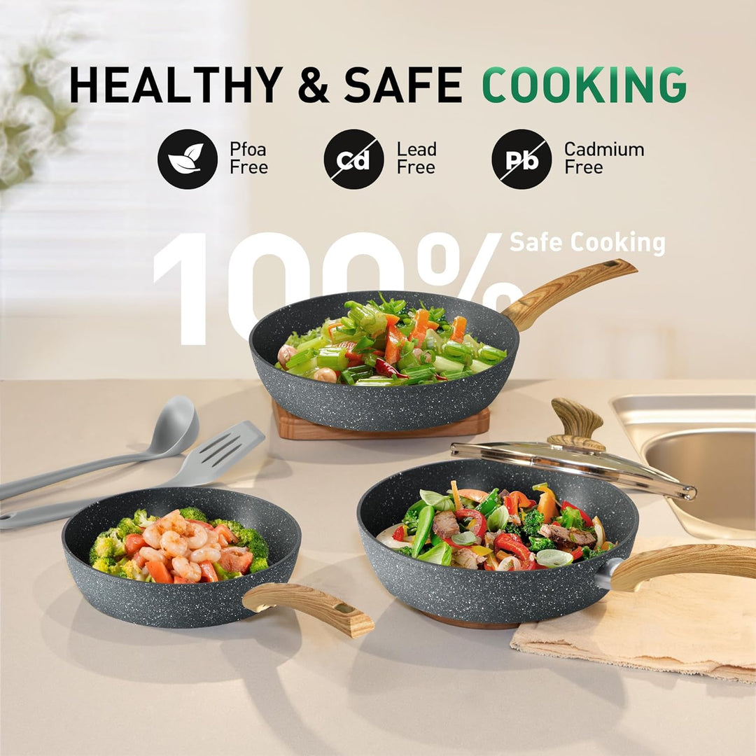 Kitchen Academy Topf und Pfannenset Topfset 12tlg Antihaft-Versiegelung Kochgeschirr Set mit Deckel,