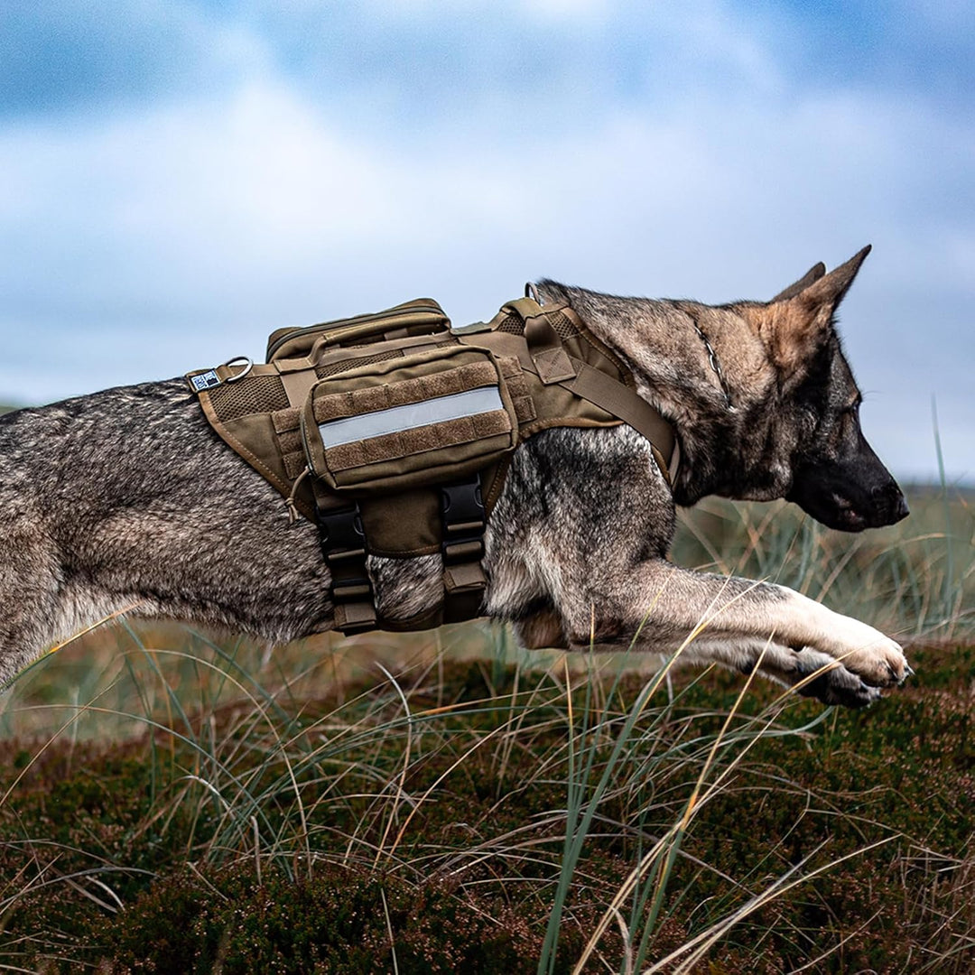 OneTigris Anti Zug Hundegeschirr Grosse Hunde, AIRE MESH Taktisches Geschirr mit 2 Griff & 3 D-Ringe