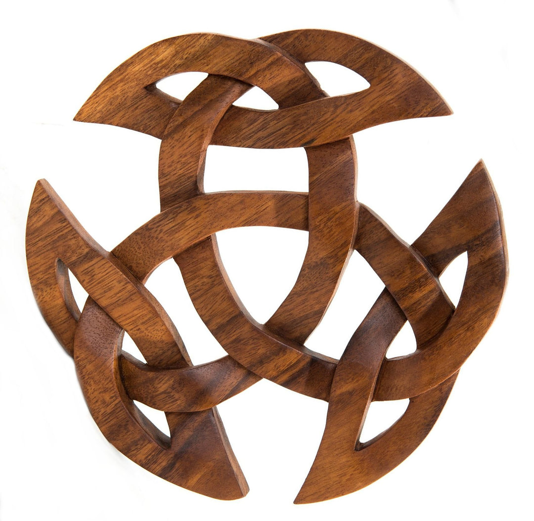 Windalf Celtic Wandbild ARWAIN Ø 22 cm Offene Dreifalt Holzbild Wandornament Handarbeit aus Holz