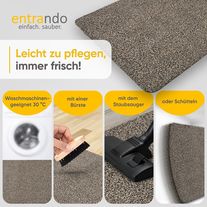 Entrando Fussmatte 60x100 cm - waschbare Schmutzfangmatte innen, Granit | Extra breite Türmatte aus