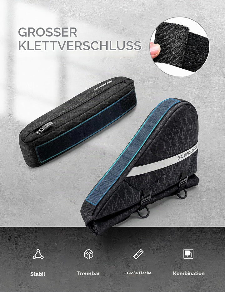 ROCKBROS Fahrradtasche Set 2-in-1 Abnehmbare Dreiecktasche Lenkertasche Rahmentasche Triangeltasche