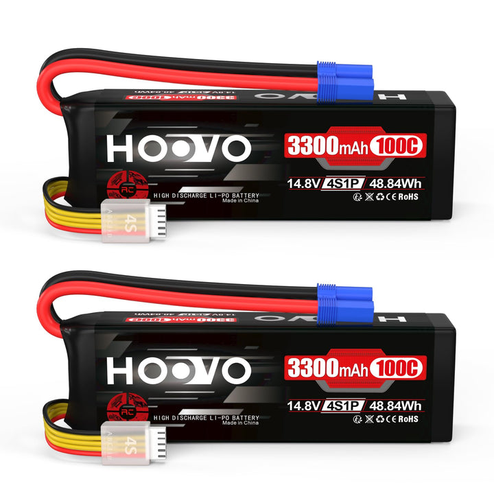 HOOVO 4S Lipo Akku 14,8V 3300mAh 100C RC Battery Softcase mit EC5 Stecker für RC Car Buggy Hubschrau