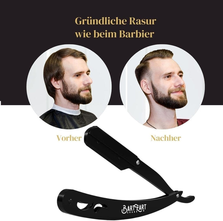 BartZart Bartpflege Set mit Zedernholz I Bart Set 6 tlg. I Rasiermesser mit Wechselklinge, Bartöl, B