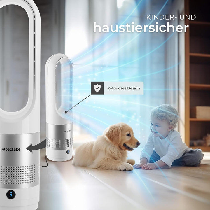 tectake® rotorloser Ventilator mit Fernbedienung, Turmventilator, cooling ace Lüfter, Luftkühler, mo