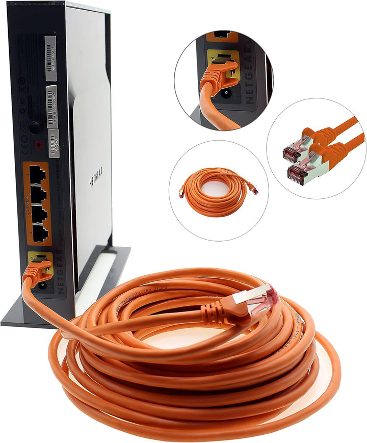Netzwerkkabel Cat.6 10m orange - 10 x Ethernetkabel Lankabel Cat6 Lan Netzwerk Kabel Sftp Pimf Patch