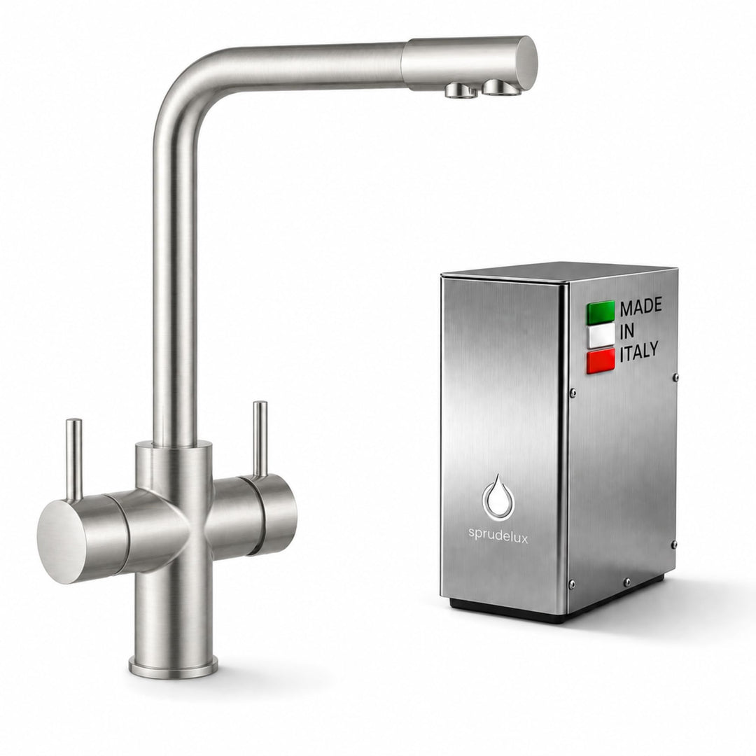 Untertisch Wassersprudler System INOX Trinkwassersprudler mit 5-Wege Wasserhahn Küche, Sprudelwasser