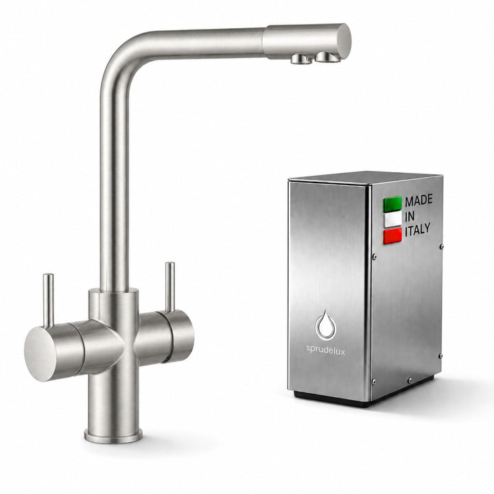 Untertisch Wassersprudler System INOX Trinkwassersprudler mit 5-Wege Wasserhahn Küche, Sprudelwasser