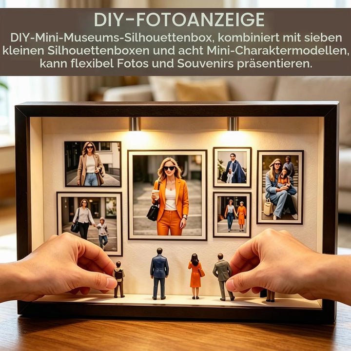 DIY Mini Museum Silhouette Box, Mini Menschen Figuren Museum, Kreatives Erinnerungsdisplay Kit mit 8