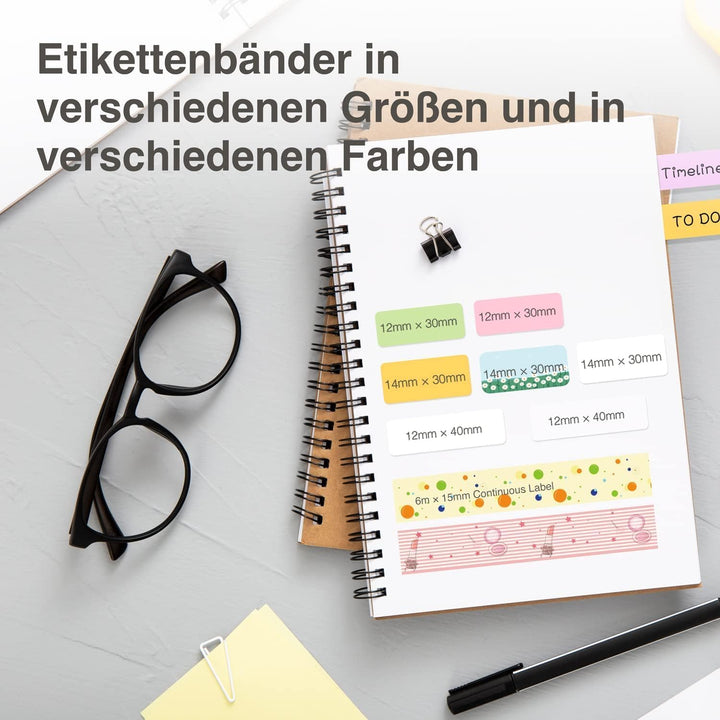 SUPVAN Thermo-Etikettenband, E10/16 Etiketten Papier, Endlos-Etikettenband 15 mm x 6 m, wasserfeste