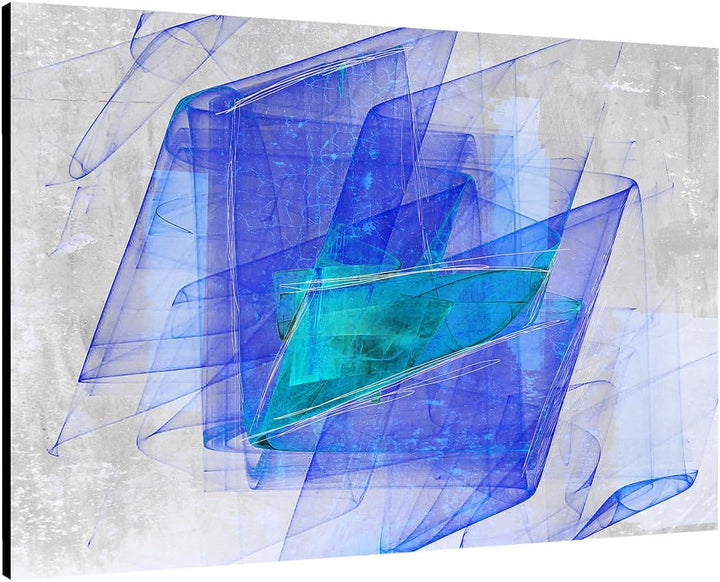 Paul Sinus Art Abstrakte Bilder 60x80cm Abstrakt299 blau weiss türkis Muster Wellen Kunstdrucke auf