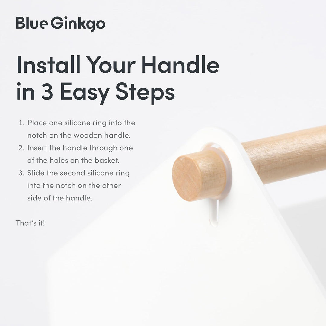 BLUE GINKGO Grosse Aufbewahrungskiste – Kunststoff-Caddy mit Holzgriff für Bad, Vorratsraum oder Rei