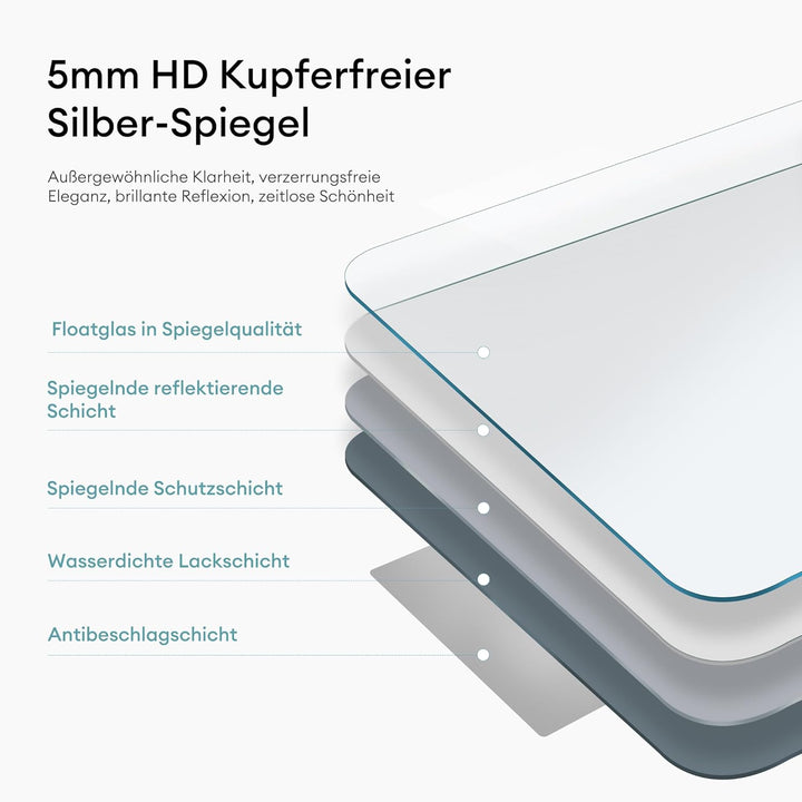 dopporo LED Badspiegel 100x80cm Badzimmerspiegel mit Beleuchtung Spiegel mit runden Ecken Wandspiege