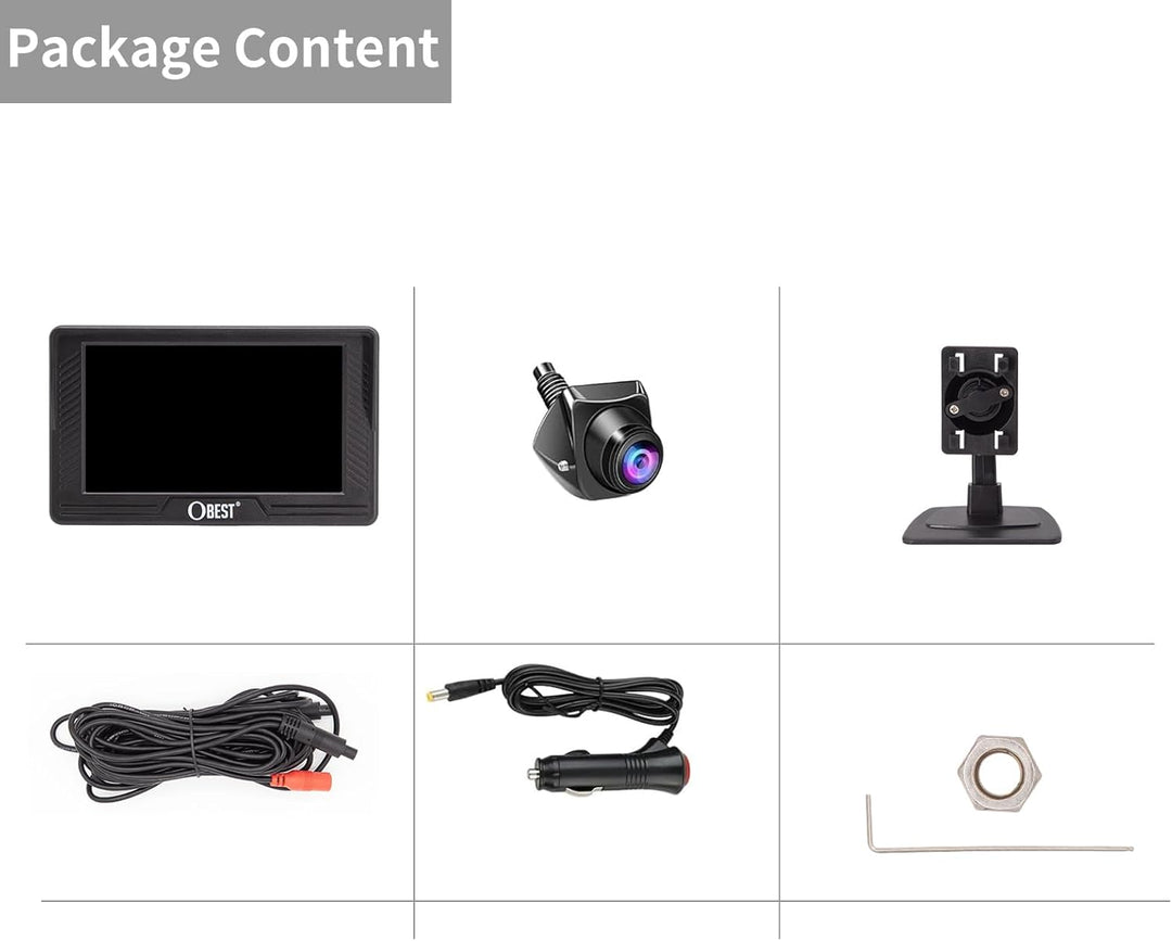 OBEST Rückfahrkamera Auto Set 1080P mit LCD Monitor Bildschirm, Nachtsicht Parkplatzkamera IP69 Wass