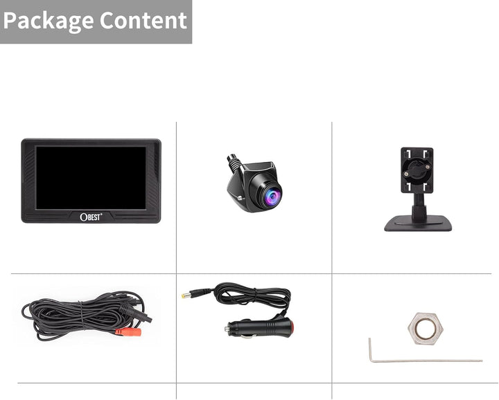 OBEST Rückfahrkamera Auto Set 1080P mit LCD Monitor Bildschirm, Nachtsicht Parkplatzkamera IP69 Wass