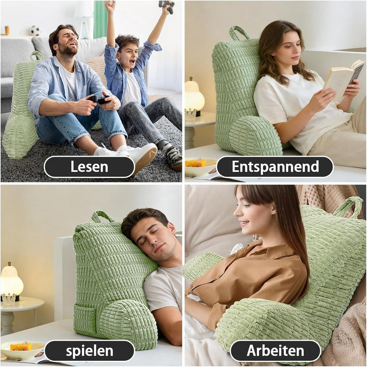 Lesekissen für Bett Und Sofa,Rückenstützkissen Lesekissen mit Armlehne, Erwachsenensofa mit Rückenle