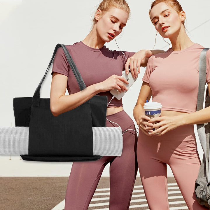 Zimoer Sporttasche Damen Yogatasche Gross Leinen Tragetasche für Yogamatten Yoga-Zubehör Aufbewahrun