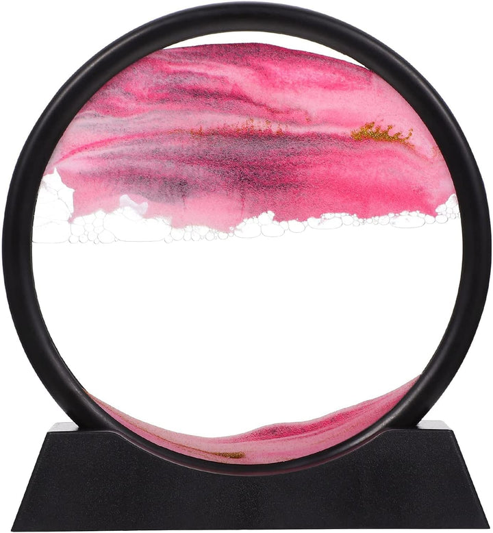 LINPING Fliessendes Sandgemälde, bewegliches Sandkunstbild, rundes Glas, 3D-Tiefsee-Sandlandschaft i