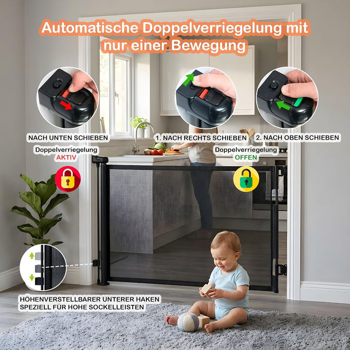 Treppenschutzgitter Ausziehbares – Türschutzgitter Ausziehbares – Sicherheitsgitter für Baby &amp; Haust