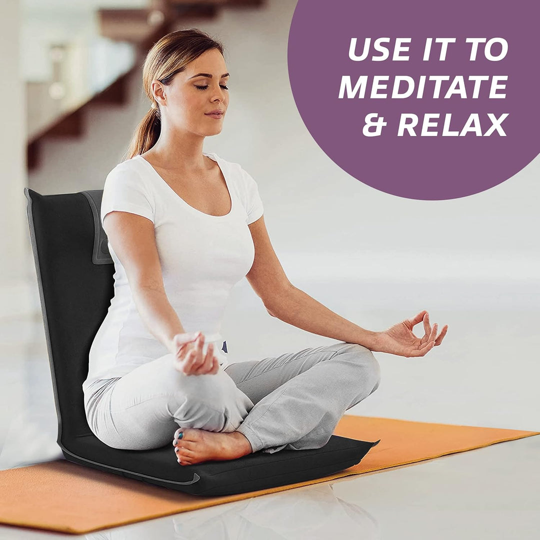 bonVIVO Bodenstuhl mit Rückenlehne Easy II - Ideal als Sitzkissen & Outdoor-Klappsessel für Meditati