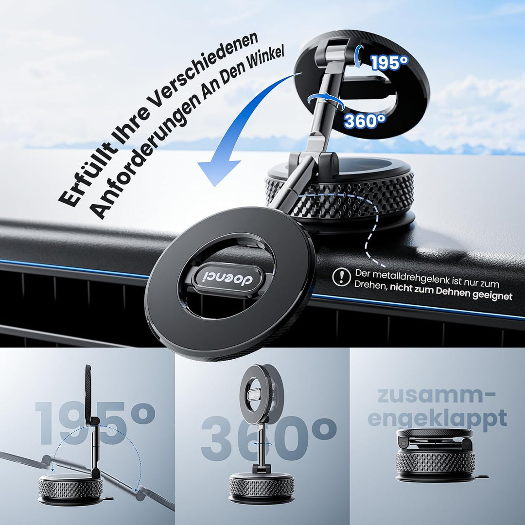 Magnetische Handyhalterung Auto Kompatibel mit MagSafe, 360° Drehbar | Handy Halter Mit Vakuum Saugn