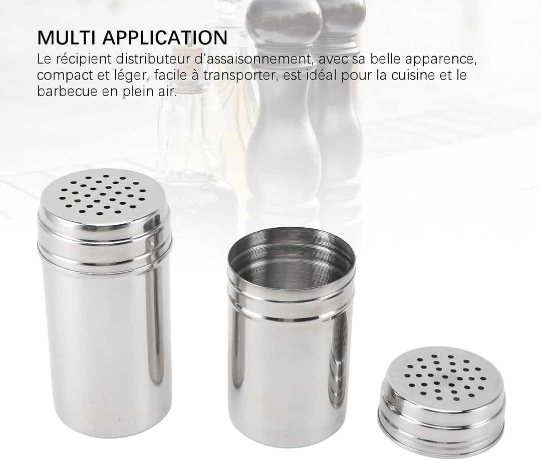 Shaker aus 304 Edelstahl, verstellbare Ausgiesslöcher, Gewürzspender, Behälter für Küche, Grill, Cam