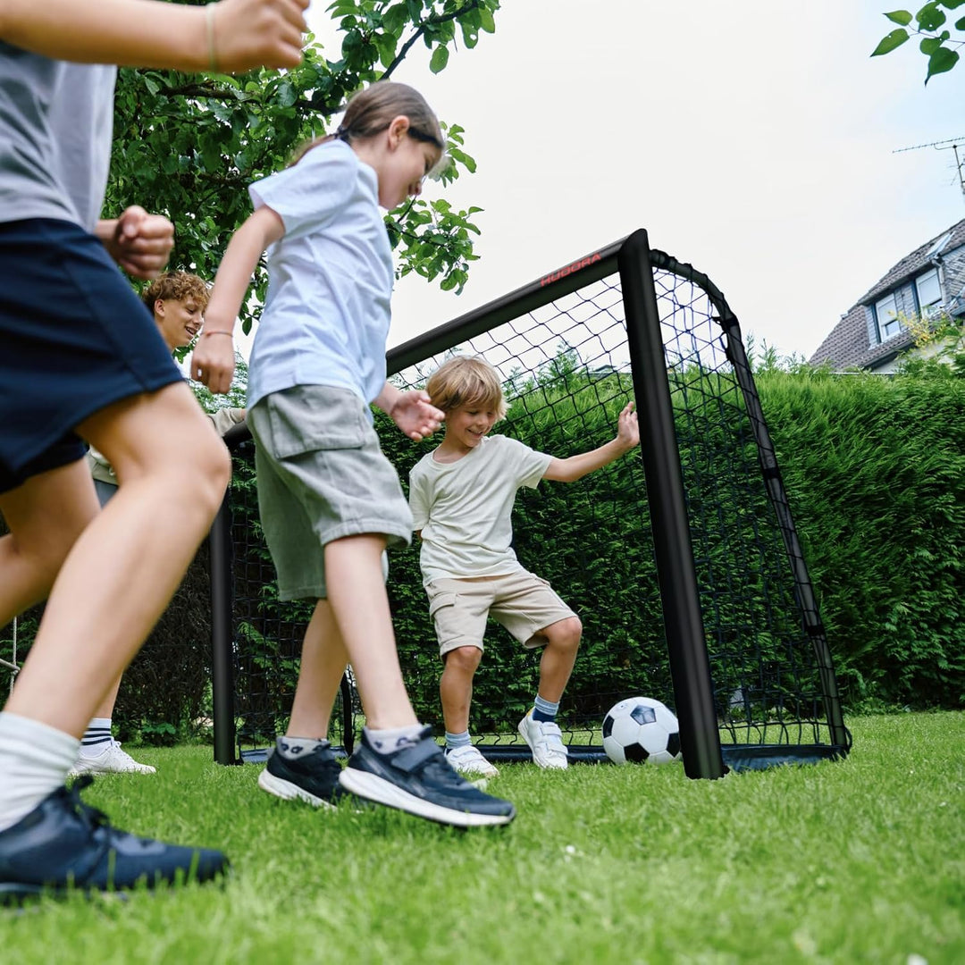 HUDORA Fussballtor Advanced – Outdoor Fussballtor mit robustem Stahlrahmen und wetterfestem Netz – s