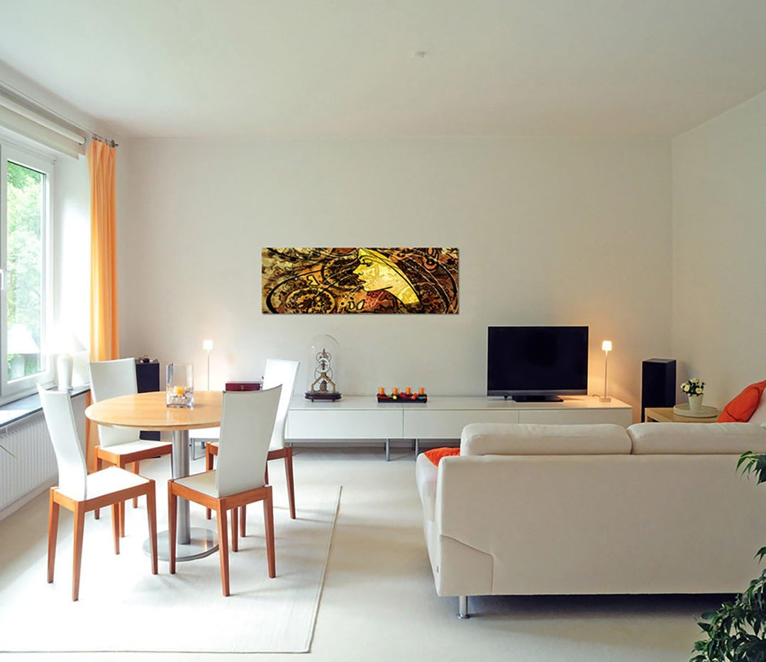 Augenblicke Wandbilder Leinwandbild als Panorama in 150x50cm Frau Gesicht Kunstwerk Gemälde