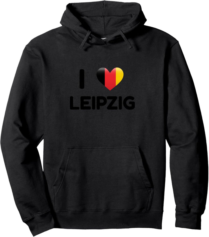 I Love Leipzig Deutschland Flagge Pullover Hoodie