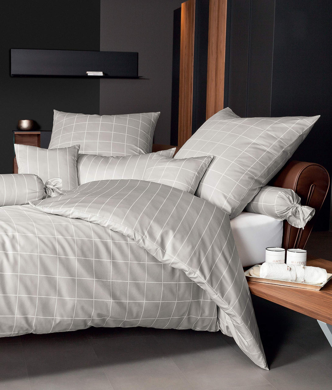 Janine Mako Satin Bettwäsche modernclassic 155 x 220 cm naturell Fb. 37 155 cm x 220 cm Naturell, 15