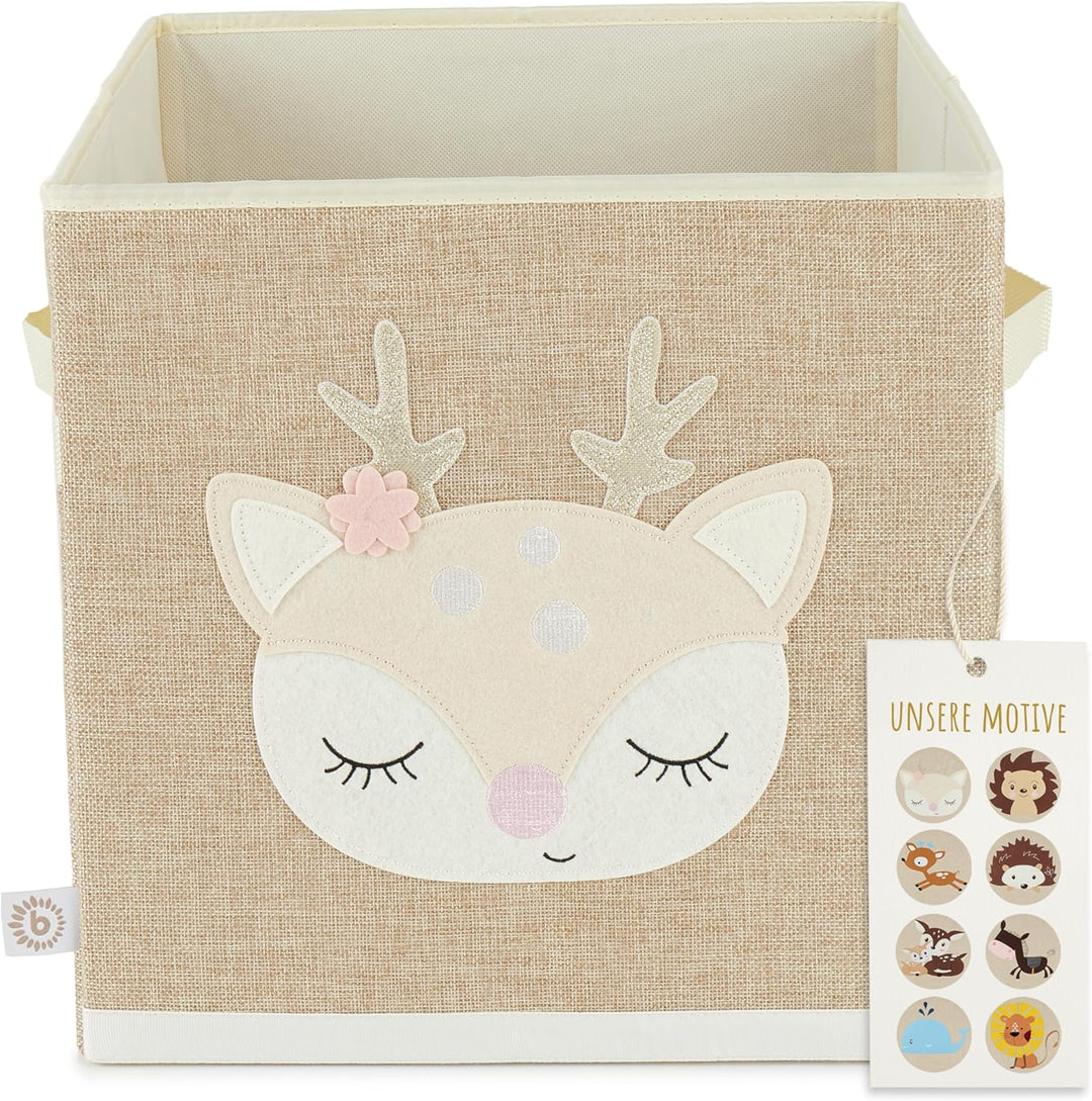 Bieco Aufbewahrungsbox Kinder | Reh Ella Motiv ca. 36L faltbar | Süsse Spielzeug Kiste für Kallax Re