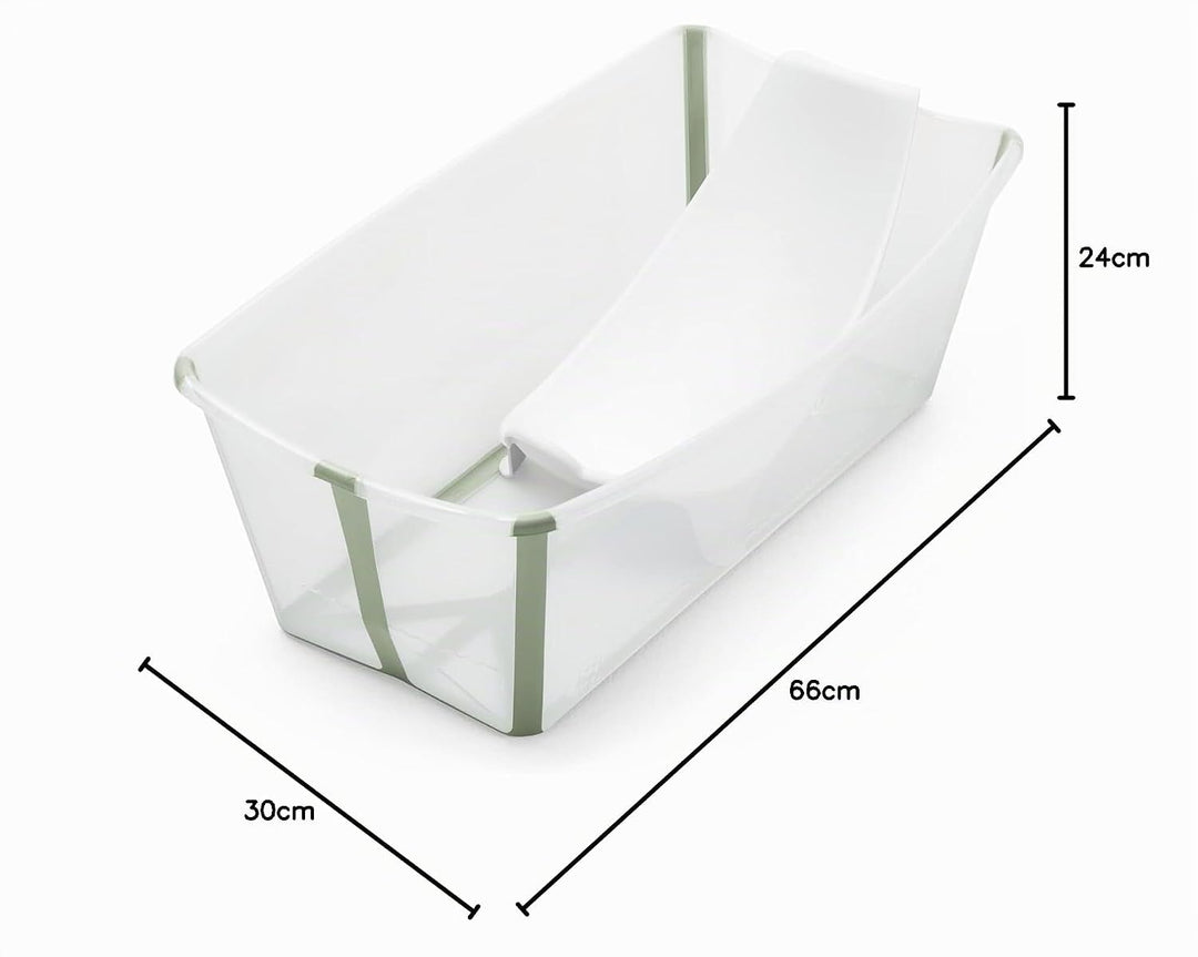 Stokke Flexi Bath (Transparent Green) mit Newborn Support - Robust & einfach zu verstauen - Bequem f