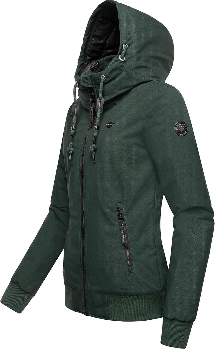 Ragwear Damen warme wasserdichte Winterjacke Outdoorjacke mit Kapuze Nuggie Melange XS-6XL, XXL Dark