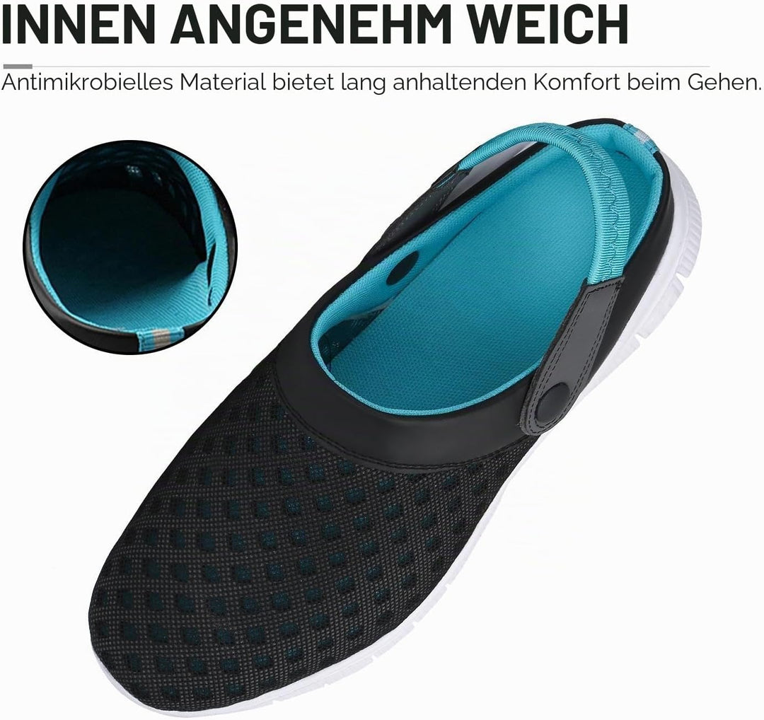SAGUARO Sommer Unisex Clogs Hausschuhe Mesh Atmungsaktiv Gartenschuhe Gr. 36-48 38 EU Blau, 38 EU Bl