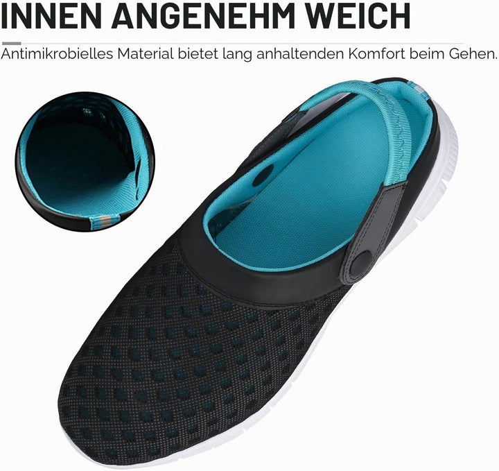 SAGUARO Sommer Unisex Clogs Hausschuhe Mesh Atmungsaktiv Gartenschuhe Gr. 36-48 38 EU Blau, 38 EU Bl