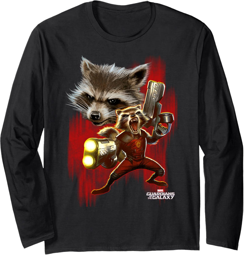 Marvel Guardians Of The Galaxy Rocket Double Portrait Langarmshirt