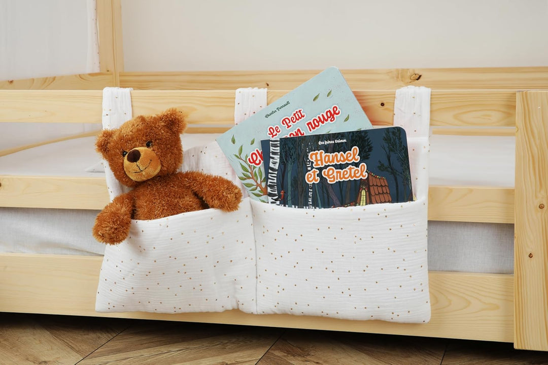 Hausbett Himmel - 100% Baumwolle - Betthimmel Hausbett aus Musselin - Bett Vorhang Kinderbett - Himm