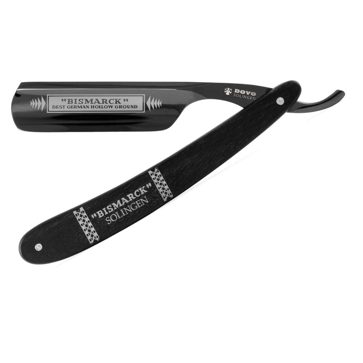 DOVO Rasiermesser Bismarck - Carbonstahl Rasiermesser - 6/8 Zoll - Rundkopf - Spitzrücken - ganzer H