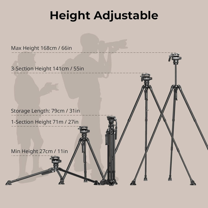 SMALLRIG Tribex Hydraulisches Carbonfaser-Stativ kit, Schnell Ausziehbares Kamera-Videostativ mit 4-