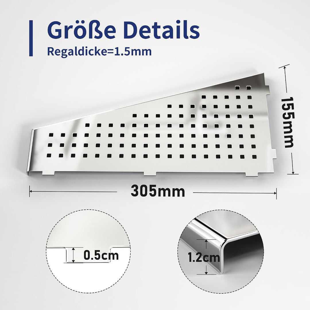 Wandablage 304 Edelstahl, Duschablage ohne Bohren mit Quadratloch | Modernes Schwebendes Design für