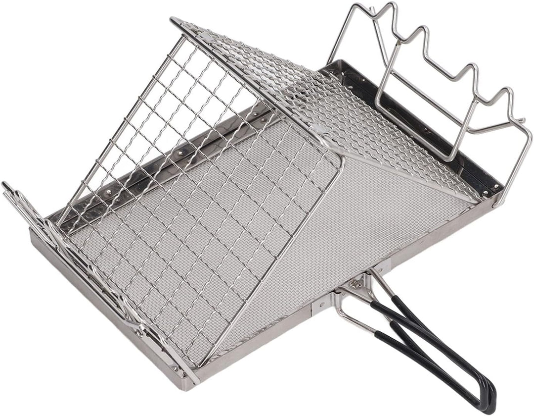 Campingkocher-Toaster, Zusammenklappbarer Toaster aus Edelstahl, Toastgestell, Tragbarer 2-Toast-Bro