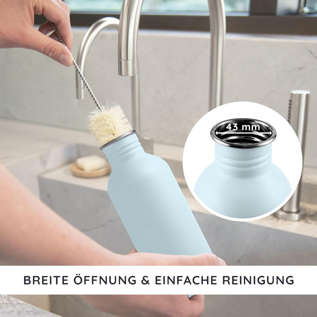 Bambaw Wasserflasche 750ml Edelstahl, Nicht-isoliert Wasserflasche Blau, Trinkflasche Spülmaschinenf