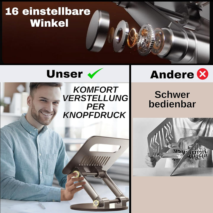 BEDUINS Laptop Ständer höhenverstellbar - Komfort per Knopfdruck, 360° drehbare Halterung - Vertical