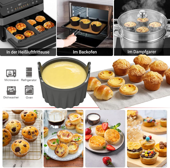 Heissluftfritteusen Silikonform Eierform, Ninja Heissluftfritteuse Zubehör Muffin Form, Airfryer Zub