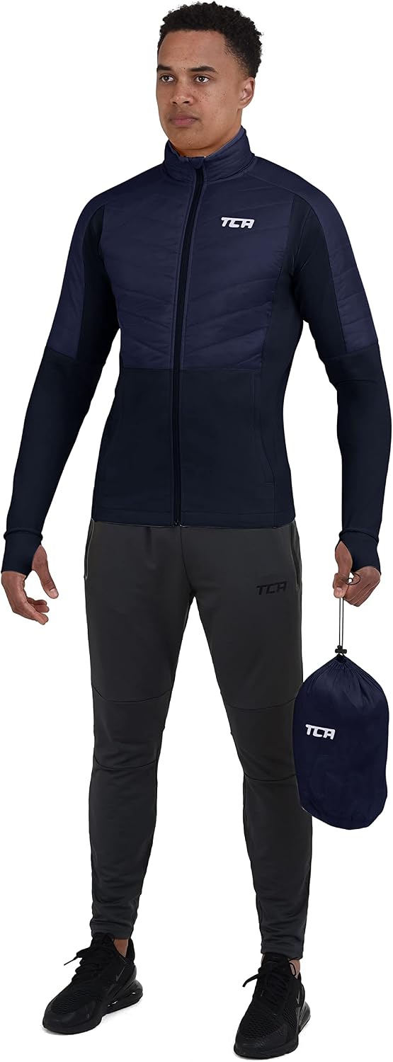 TCA Herren Excel Runner ganzjährige, leichte, wasserabweisende verstaubare Laufjacke XXL Dunkelblau,