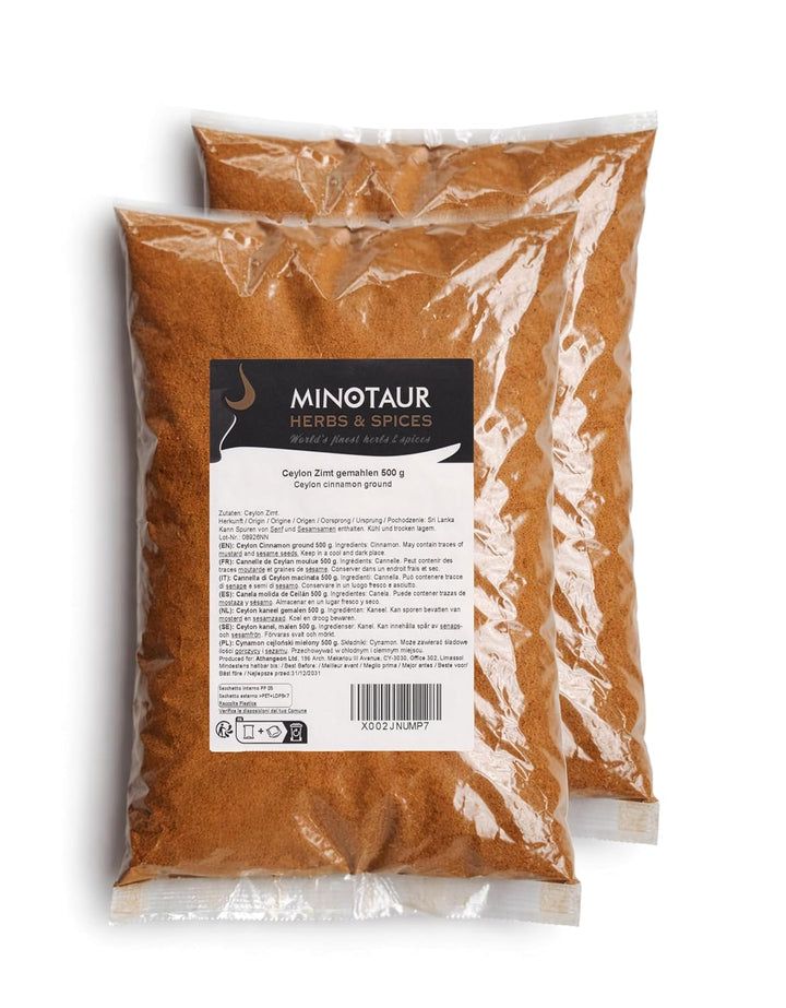 Minotaur Spices | Ceylon Zimt gemahlen, feines Ceylon Zimtpulver 2x500g (1 Kg)