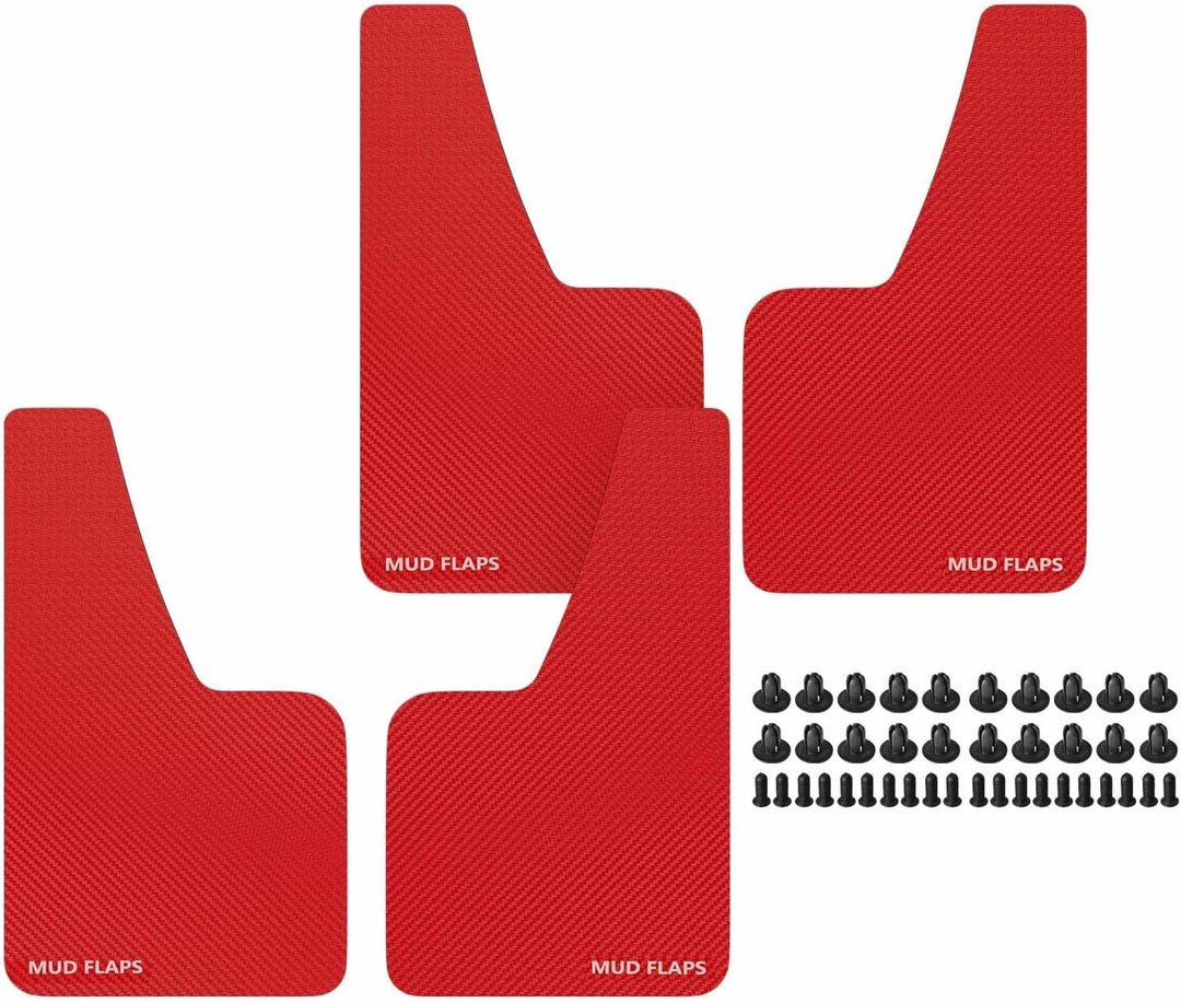 4X Universal Auto Schmutzfänger Spritzlappen Spritzschutz Rot Kompatibel mit Schrägheck Kombi Limous