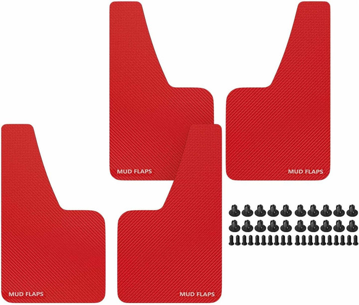 4X Universal Auto Schmutzfänger Spritzlappen Spritzschutz Rot Kompatibel mit Schrägheck Kombi Limous