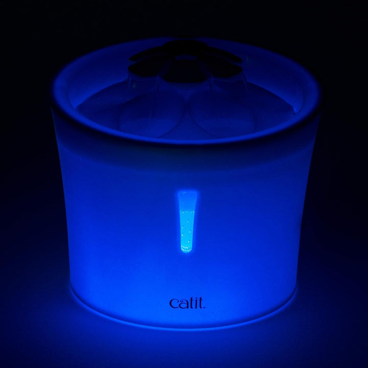 Catit 43747w Blumentrinkbrunnen 3l Mit Led & 55601 Ersatz-Reinigungsfilter 3er Pack für 3 L Trinkbru